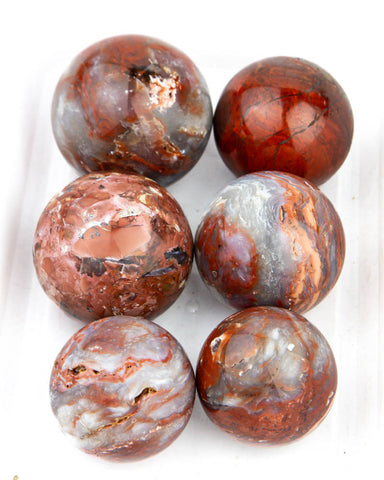 Red Agate Spheres - 6 pcs (#226417)