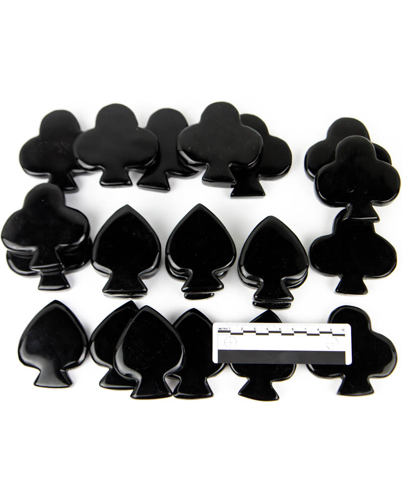 Obsidian Card Suit Carvings - 22 pcs (#225679)