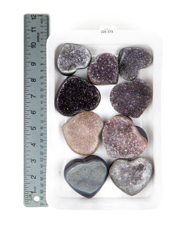 Rainbow Amethyst Druzy Hearts  - 9 pcs (#226573)