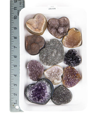 Rainbow Amethyst Druzy Hearts  - 11 pcs (#226574)