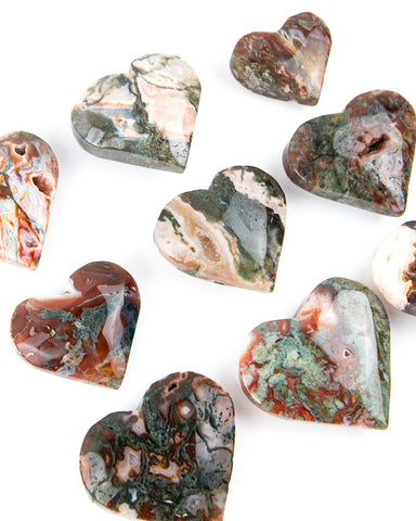 Red Moss Agate Hearts