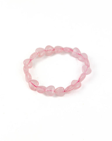 Flat Heart Bracelet - Rose Quartz