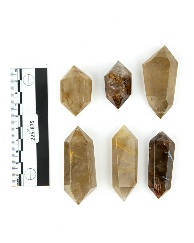 Rutilated Quartz Double Terminated Points - 6 pcs (#225875)