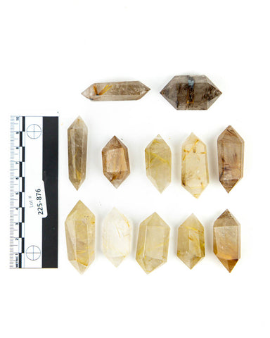 Rutilated Quartz Double Terminated Points - 12 pcs (#225876)