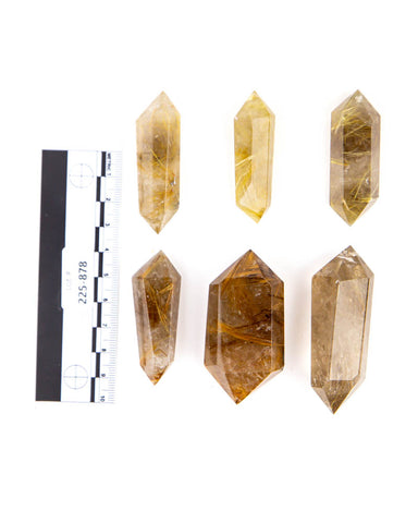 Rutilated Quartz Double Terminated Points - 6 pcs (#225878)