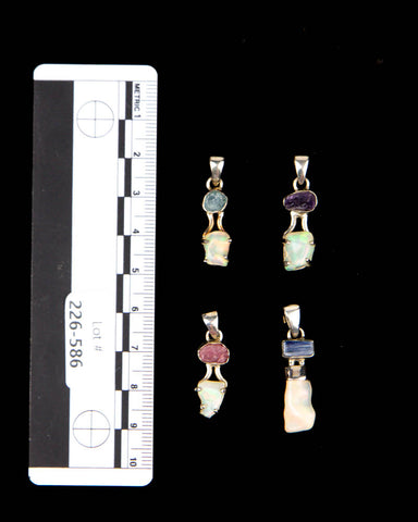Ethiopian Opal Sterling Pendants - 4 pcs (#226586)