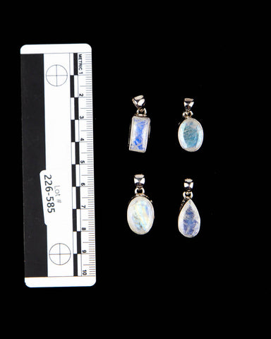 Rainbow Moonstone Faceted Sterling Pendants - 4 pcs (#226585)