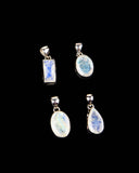 Rainbow Moonstone Faceted Sterling Pendants - 4 pcs (#226585)