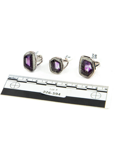 Atomic Trapiche Amethyst Sterling Rings - 3 pcs  (#226594)