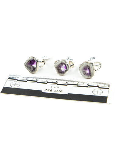 Atomic Trapiche Amethyst Sterling Rings - 3 pcs (#226596)