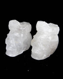 Clear Quartz Skull w/ Crown Carvings - 2 pcs (#225607)