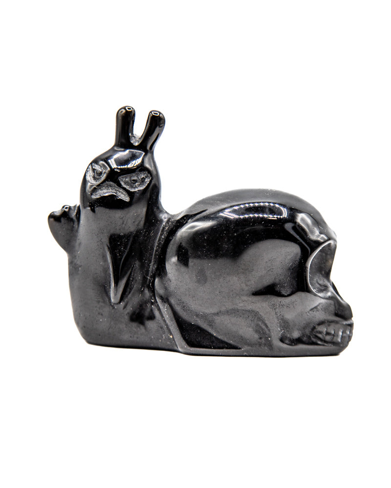 Skully the Snail Carving - Obsidian