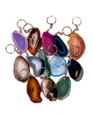 Assorted Agate Slice Keychain