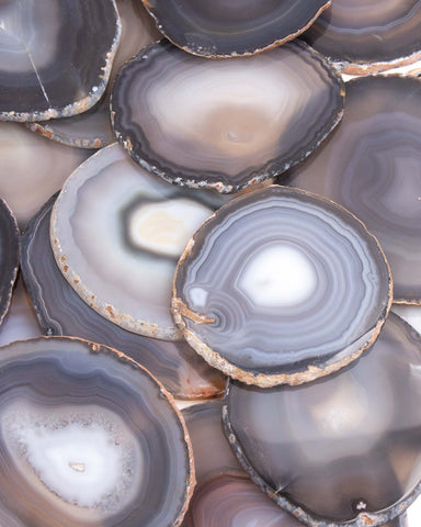 Agate Thin Slice, Natural / Black