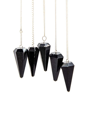Faceted Pendulum - Black Tourmaline