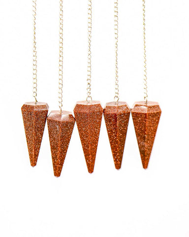 Faceted Pendulum - Red Goldstone